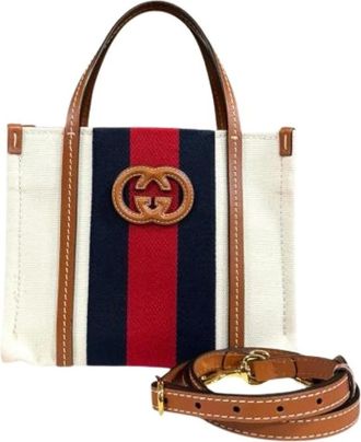 Gucci Pre-owned Tote Bags, female, Red, Size: ONE SIZE Pre-owned Canvas Tote Bag