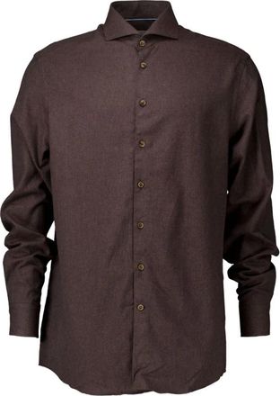 John Miller Lange Mouw Donkerbruin Overhemd - Heren - Casual Overhemden - Bruin - 5XL - Overhemden
