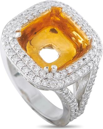 Luxury Bazaar Platinum and 18K Yellow Gold 0.80ct Diamond Halo Mounting Ring MF13-082026