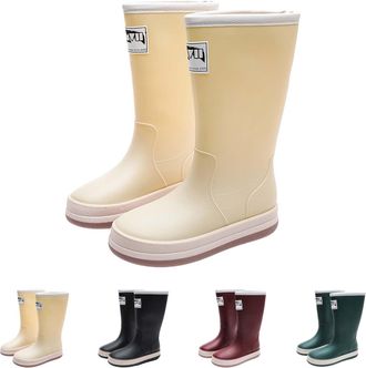 Generic Wellington Women Slip On Rain Boots Size 5.5, Wellies Waterproof Knee High Rainboots, Durable Slip Resistant Tall Water Shoes for Outdoor, Gardening W