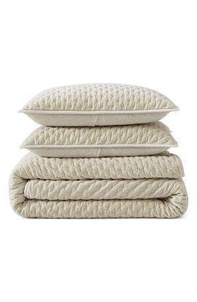DKNY Velvet Quilt & Shams Set in Cream at Nordstrom, Size Full