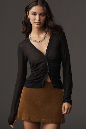 Maeve Ruched Crop Cardigan Sweater
