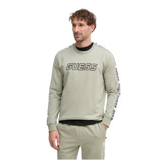 Guess Hoodies & sweatvesten, Heren, Groen, S, Katoen, Arlo Crewneck Sweatshirt
