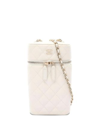 Chanel 2021s Diamond-quilted mini crossbody bag - women - Calf Leather - One Size - White