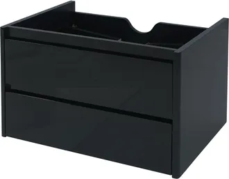 Hhg Hhg - Lavabo Mueble 628, Lavabo Mueble Ba&ntilde;o, Alto Brillo Cierre Suave 50x80cm, Negro