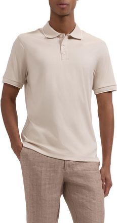 Bugatchi Tipped Pima Cotton Piqu&eacute; Polo in Almond at Nordstrom, Size Xx-Large