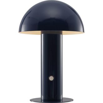 Jonathan Y Designs Boletus Contemporary Bohemian Rechargeable/Cordless Iron Integrated Portable LED Mushroom Table Lamp in Navy at Nordstrom