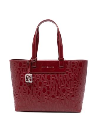 A|X Armani Exchange Shopper met logo-reli&euml;f - Rood