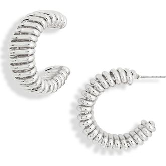 Nordstrom Rack Ribbed Hoop Earrings in Silver at Nordstrom Rack