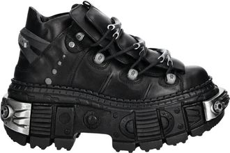 New Rock M-Wall 106-S10 - Dames - Veterlaarzen - Zwart - 40 EU - Leer - Schoenen