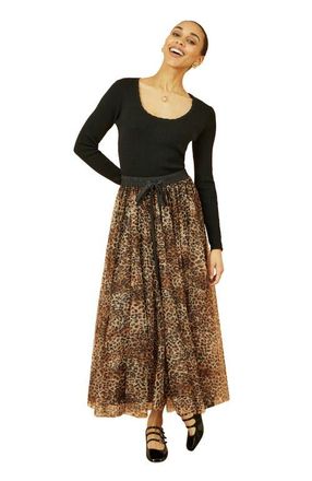 Yumi Mesh Tulle Skirt in Brown at Nordstrom, Size 10