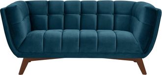 Rendez-Vous D&eacute;co Sof&aacute; de 2 plazas de terciopelo azul oscuro