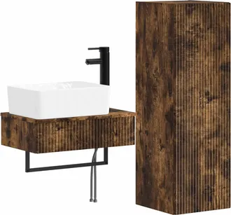 vidaXL Juego De Muebles De Ba&ntilde;o 2 Uds. Roble Ahumado Vidaxl