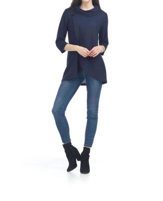 Papillon Waffle Crossover Top In Navy