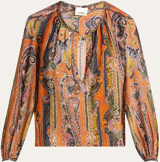 Isabel Marant May Paisley Studded Silk Top