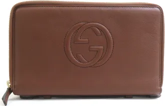 Gucci Brown Leather Long Wallet (Bi-Fold) (Pre-Owned)
