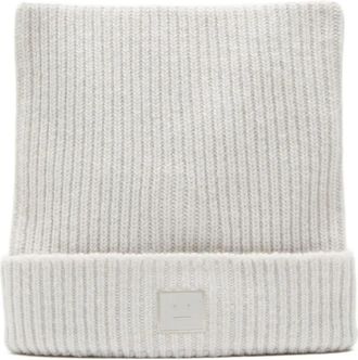 Acne Studios Berretto a coste con applicazione - Grigio