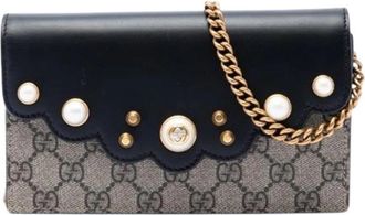 Gucci Pre-owned Peony Pearly Wallet on Chain - Dames - Vintage Accessoires - Veelkleurig - ONE Size - Leer - Vintage