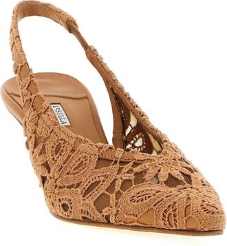 Le Silla Womens Chantilly Slingback Heel Brown Cotton Polyamide