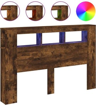 vidaXL Cabecero led madera ingeniería roble ahumado 160x18,5x103,5 cm Vidaxl