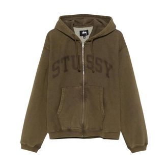 St&uuml;ssy Faded Graphic Zip Hood - Heren - Sweatshirts & Hoodies - Groen - Maat: XL Katoen