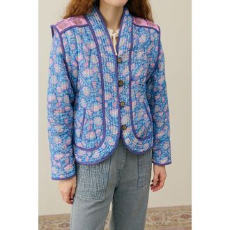 Louise Misha Bedrukt gewatteerd jasje met afneembare mouwen NELINA