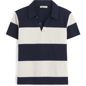 Madewell Pieced Boxy Polo in Midnight Navy at Nordstrom Rack, Size Xx-Small
