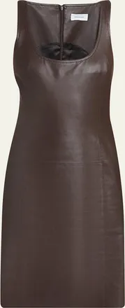 Ferragamo Sleeveless Plonge Leather Woven-Side Dress