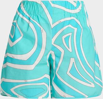 Pucci Iride Cotton Pull-On Shorts