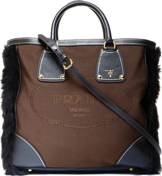 Prada 2000-2020s logo 2way bag - Brown