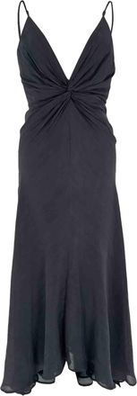 Galvan Escape Twist Front Midi Dress in Black Polyester