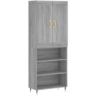 vidaXL Vidaxl - Aparador Alto Madera Contrachapada Gris Sonoma 69,5x34x180 Cm