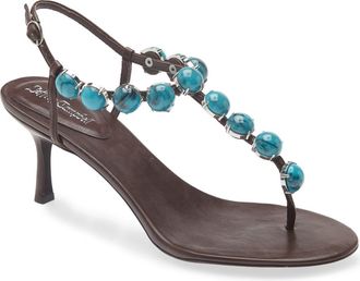 Jeffrey Campbell Embellished Sandal in Brown Turquoise at Nordstrom, Size 5.5