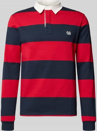 Review Regular Fit Poloshirt mit Rugby-Streifen und Logo-Bestickung in Rot, Gr&ouml;&szlig;e XXL
