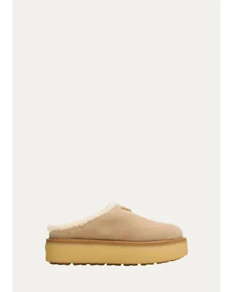 Prada Suede Shearling Cozy Platform Mules