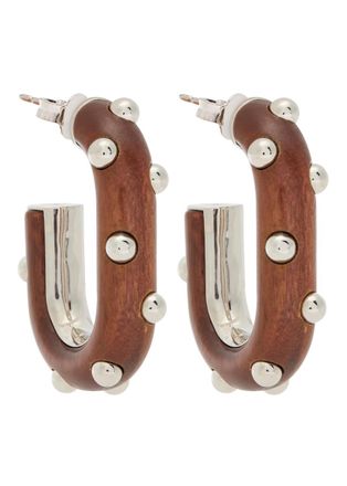 Paco Rabanne Boucle D Oreill Studded Wood Earrings - Silver - One Size