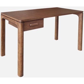 Sweeek Escritorio De Madera De Hevea Con Chapa De Roble, 1 Caj&oacute;n