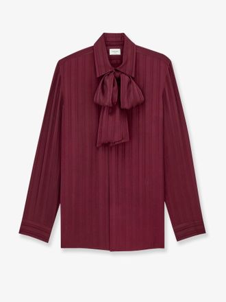 Saint Laurent Camicia Lavalli&egrave;re Cassandre in jacquard di seta a righe - SAINT LAURENT - gender_Woman