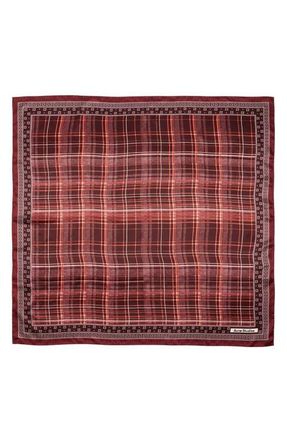 Acne Studios Volta Check Organic Silk Square Scarf in Burgundy/brown at Nordstrom