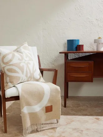 Loewe Anagram Leather-Appliqu&eacute;d Fringed Logo-Jacquard Wool Blanket