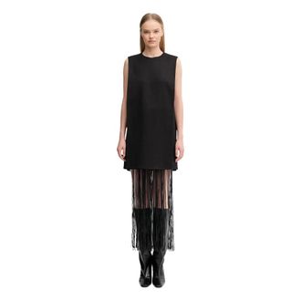 Sportmax Vestido con cuello redondo y flecos - Dresses - Mujer - Negro - M