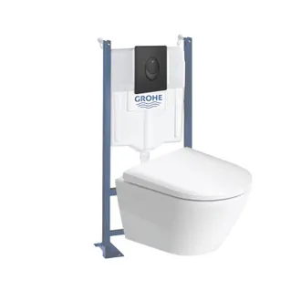 Duravit Pack Inodoro Suspendido Compacto Duravit D-neo Sin Montura + Estructura Soporte Grohe Rapid Sl Project + Asiento + Placa Negro Mate
