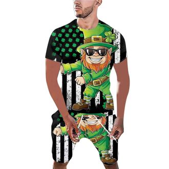 Generic Mens St Patricks Day Costume Set Hilarious Leprechaun T-Shirt & Elastic Waist Shorts Irish Themed Fancy Dress for St Paddys Events, Parades and Pub Ce