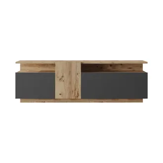 Mobili Rebecca Mobili Rebecca - Mobile Tv Rebecca Mobili Elais 46,5x150x29,5 Truciolato Rovere Chiaro Grigio Scuro Moderno