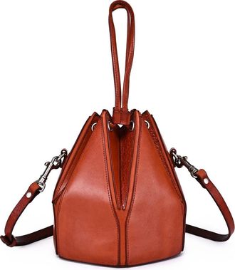 OLD TREND Prism Small Convertible Leather Bucket Crossbody in Cognac at Nordstrom