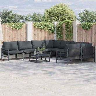 vidaXL Conjunto De Sof&aacute; De Jard&iacute;n 9 Pcs Antracita Acero Vidaxl