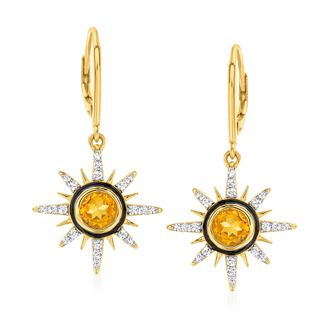 Ross-Simons Citrine and. White Topaz Sun Drop Earrings in 18kt Gold Over Sterling
