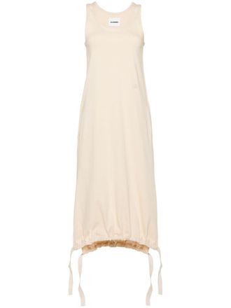 Jil Sander monogram-embroidery jersey maxi dress - women - Cotton - M - Yellow