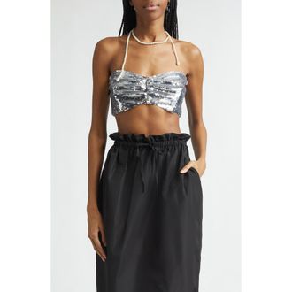 Simone Rocha Sculpt Sequin Bandeau in Silver at Nordstrom, Size 2 Us