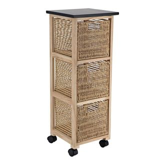 Tendance Armario Cuadrado Con Ruedas 3 Cajones Papel Pm Paulownia Estructura Mdf Chopo - Natural - Tendance